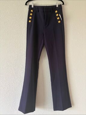 GAP Dark Navy High-Waist Pants with Button Detail